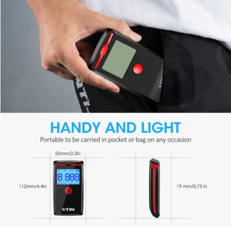 VTIN Rechargeable Breath Alcohol Tester Portable LCD Display Breathalyzer - Shoptabulous