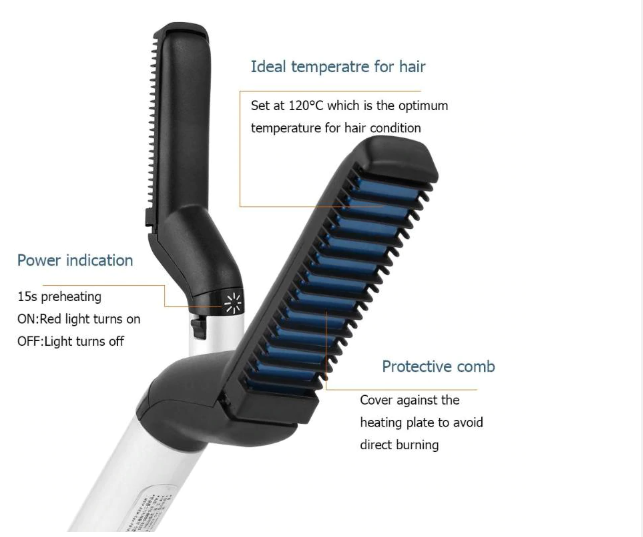 Azy™Beard Straightening Comb Multifunctional Men Hair Curler Styling Comb - Shoptabulous