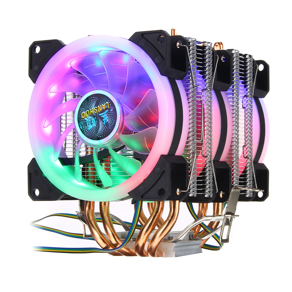 4Pin Three Fans 4-Heatpipes Colorful Backlit CPU Cooling Fan Cooler Heatsink For Intel AMD